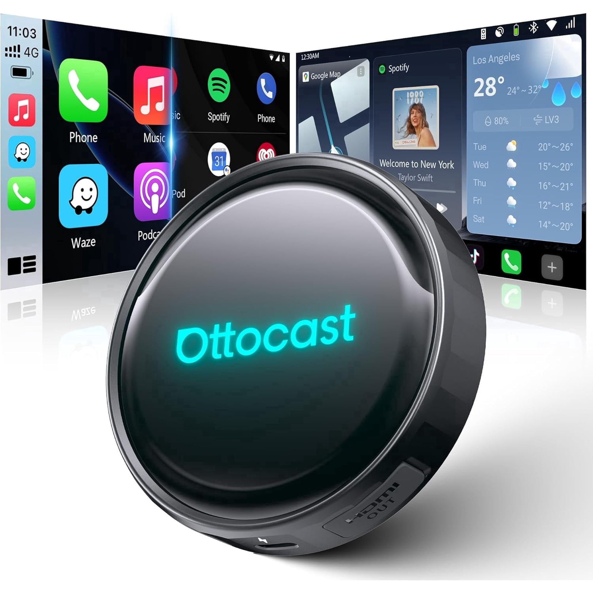 Ottocast P3 PRO CarPlay AI Box,Wireless CarPlay & Android Auto