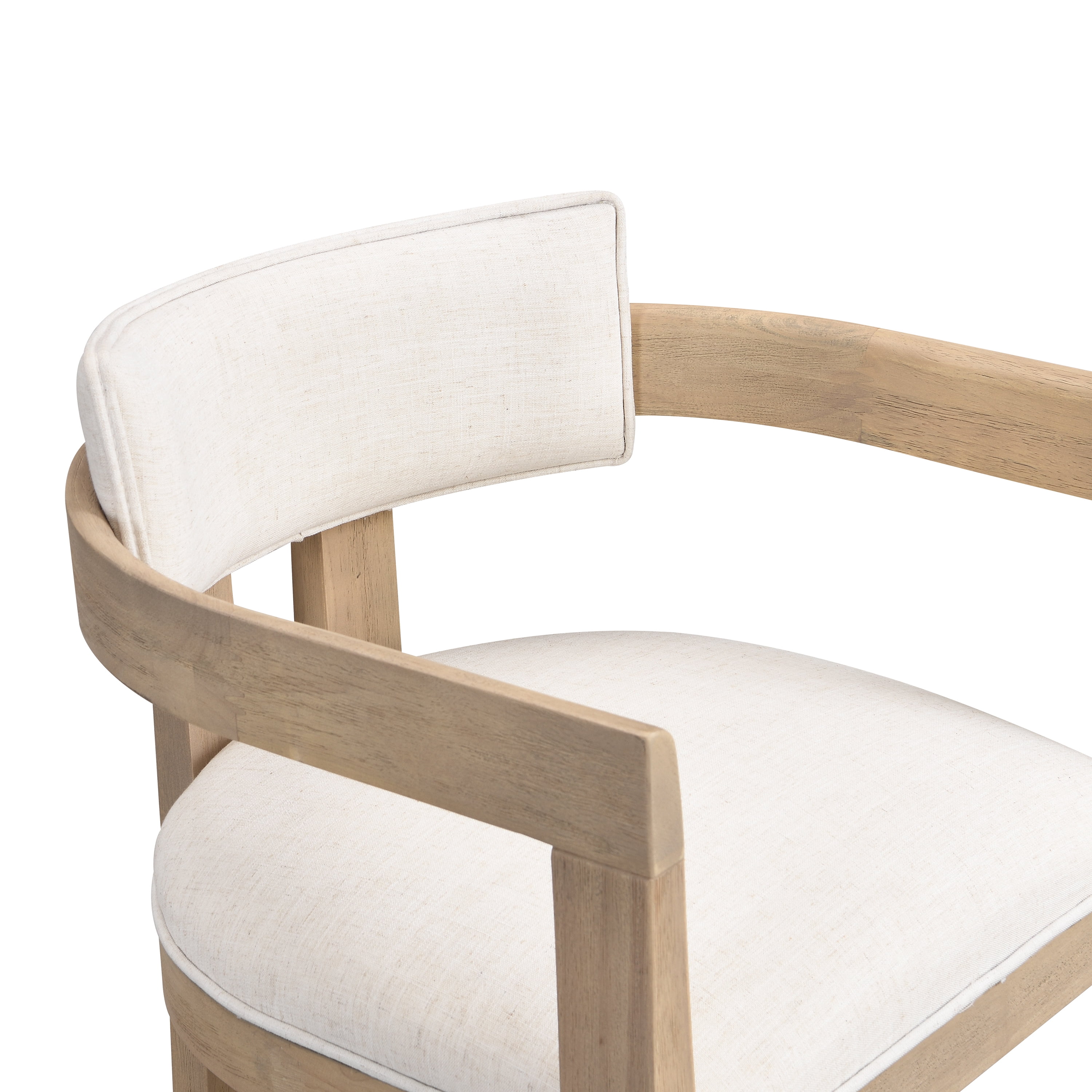 Tabourets de bar Noble House, hauteur de comptoir 66 cm, ensemble de 2, rembourrés avec dossier incurvé en bois massif, beige et frêne naturel