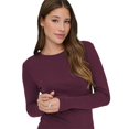 thumbnail image 3 of ONLY Chemise à Manches Longues pour Femme - Haut à Col Rond ONLRILEY, Manches Longues, Col Rond, Coton Extensible Rouge Foncé S (Petit), 3 of 7