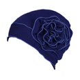 thumbnail image 3 of GUOOL For Ladies Solid Elastic Flower Hat Turban Chemo Cancer Hair Loss Cap Head Wrap navy, 3 of 9