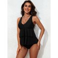 thumbnail image 4 of Beautyin Womens V-neck Ruffle Tankini Tops Layered Padded Swimsuits Top UPF 50+ Flowy Bathing Suits Swimwear Top Only, 4 of 6
