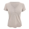 thumbnail image 4 of B91xZ Womens Tshirt Crew Neck Slim Fit Tops Fashion Basic Tee,Beige M, 4 of 5