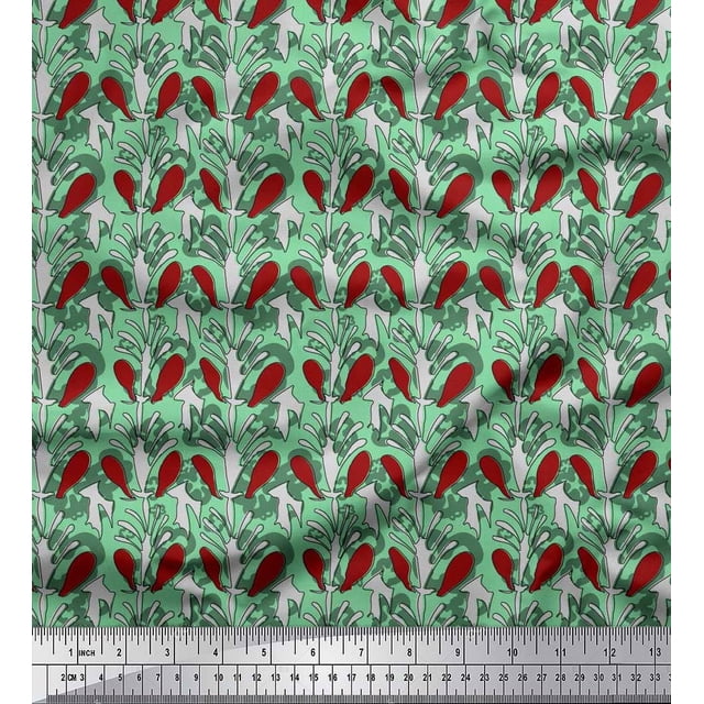 Soimoi Poly Georgette Fabric Leaves & Floral Block Fabric Prints by Yard 52 Inch Wide