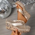 thumbnail image 2 of Transparent Glitter Slide Slippers Pu Material Platform Sole Square Toe Non Slip Comfortable Sandals for Indoor Outdoor, 2 of 8
