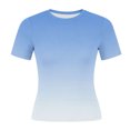 thumbnail image 4 of HongQid Womens Basic Tees Summer Short Sleeve Shirts Slim Fit Tight T Shirt Going Out Tops, 4 of 7