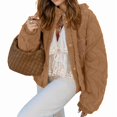 thumbnail image 3 of Female Floral Embroidered Cropped Quilted Jacket Winter Warm Button Down Puffer Jacket Coat with Pockets Brown L, 3 of 7