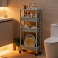 thumbnail image 4 of Étagère de Rangement en Plastique Roulante avec Roues, Chariot à Étagères Multicouches pour Cuisine, Salle de Bain, Chambre, Garde-Robe, Rangement, 4 of 6