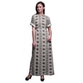 thumbnail image 1 of Bimba Robe Longue Imprimée en Rayonne à Feuilles et Fleurs, Taille Smockée, Fente Latérale, Robe pour Femme - XX-Grand, 1 of 6