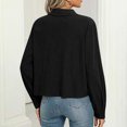 thumbnail image 4 of Timegard Button down Shirts for Women Cropped Long Sleeve Jackets Fall Solid Color Casual Loose Tops, 4 of 8