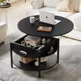 thumbnail image 2 of GUNAITO Petite Table Basse Ronde à Plateau Relevable avec Rangement Table Centrale Moderne Style Ferme avec Tablette Petite Table Ronde pour Salon pour Salon Noir, 2 of 8