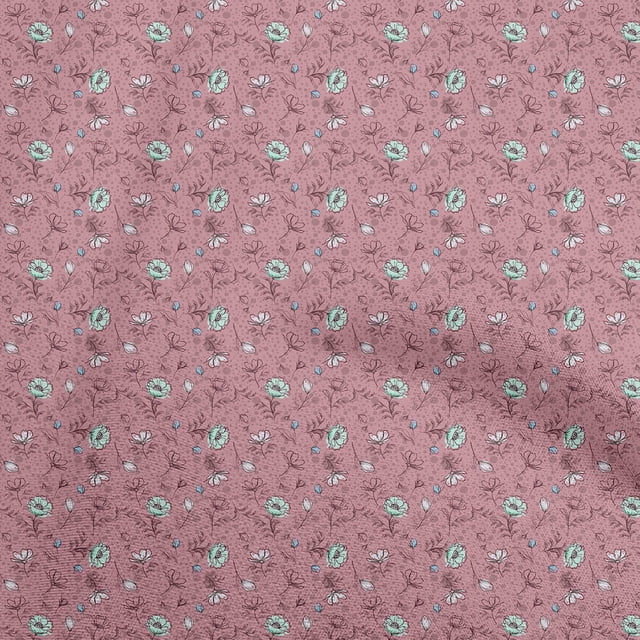 oneOone Popeline de Coton Rose Tissu Floral Matière de Robe Tissu Imprimé Tissu au Mètre 56 Pouces de Large