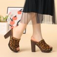 thumbnail image 2 of BLISSFUL STEP Chaussures pour Femmes à Plateforme à Talons Épais à Bout Ouvert à Rivets en Faux Suède Sandales à Enfiler Léopard 5.5, 2 of 6