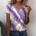 thumbnail image 2 of Birdeem Fashion Woman V-Neck Short Sleeve Blouse T-Shirt Summer Printing Loose Tops, 2 of 8