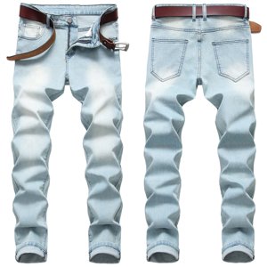 EGNMCR Jeans pour hommes, taille élastique masculine Loose Fit Denim Pantalons, hommes tirer sur Jeans nouvelle mode Personnalité hommes Ripped Zipper Stretch Pantalon hommes Pantalonne