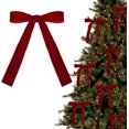 thumbnail image 1 of 12 Pcs Nœuds en Velours Rouges pour Décorations de Sapin de Noël Couronne Guirlande Nœuds en Velours avec Attaches Torsadées Dorées (Rouge), 1 of 8