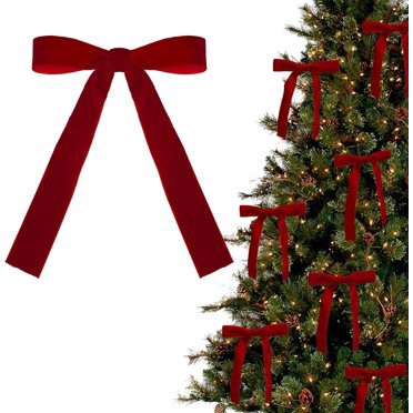 12 Pcs Nœuds en Velours Rouges pour Décorations de Sapin de Noël Couronne Guirlande Nœuds en Velours avec Attaches Torsadées Dorées (Rouge)