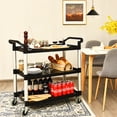 thumbnail image 3 of Costway 3-Shelf Utility Service Cart Aluminum Frame 490lbs Capacity w/ Casters, 3 of 10