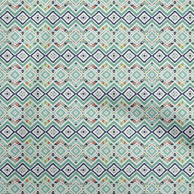 oneOone Rayon Sea Green Fabric Geometric Sewing Material Print Fabric By The Yard 56 Inch Wide