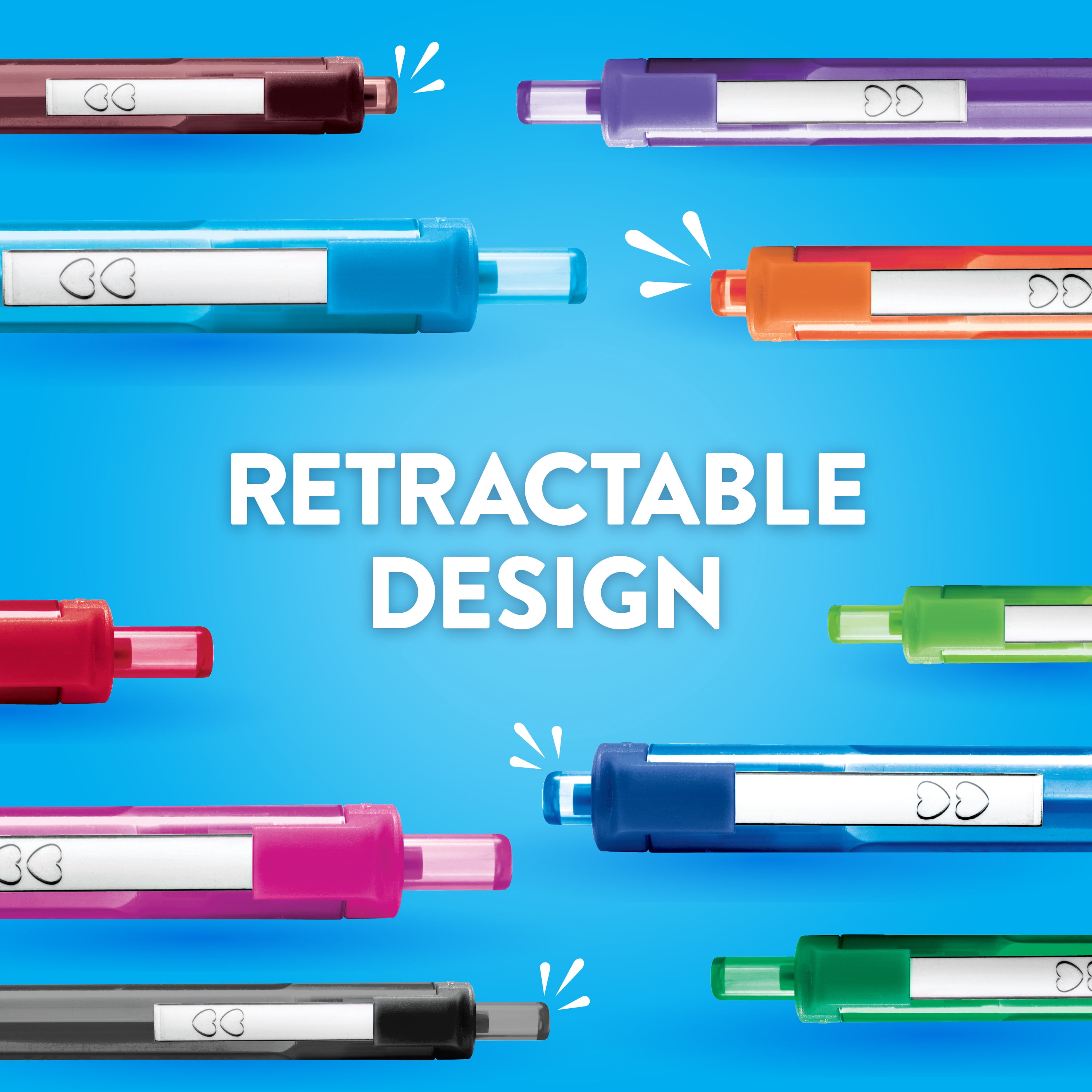 Stylos à bille rétractables Paper Mate InkJoy 300RT, pointe moyenne (1,0 mm), couleurs de bonbons éclatants, 8 unités