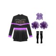 thumbnail image 3 of Aislor Tenue de Cheerleading pour Filles Enfants Halloween Cheer Leader Costume de Cosplay Rave Fête Danse Justaucorps Robe Violet B 14, 3 of 7