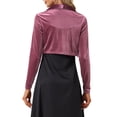 thumbnail image 3 of INSPIRE CHIC Boléro Court en Velours à Col à Revers Ouvert à Manches Longues pour Femme TP Violet, 3 of 6
