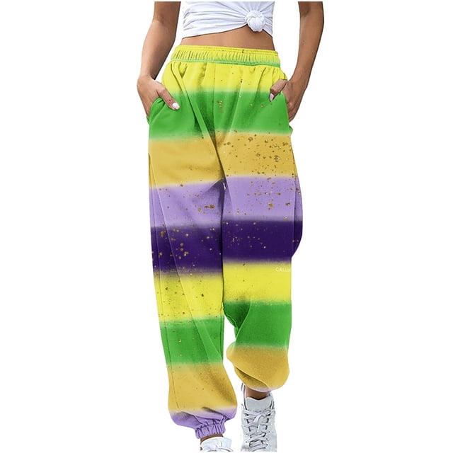 Dealovy Sweatpants for Women High Waisted Jogger Pants with Pockets Color Block Athletic Comfy Trackpants
