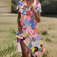 thumbnail image 1 of Ovzne Robes d'Été pour Femmes 2025 Robe de Plage Mode Femmes Imprimé Floral Col en V Manches Courtes Robe Ample et Confortable Robe de Printemps Manches Courtes Imprimée Liquidation, 1 of 6