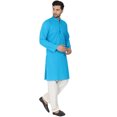 thumbnail image 4 of SKAVIJ Ensemble Kurta Pyjama Homme Coton Manches Longues Soirée Yoga Turquoise TTG, 4 of 6