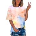 thumbnail image 1 of Pompotops T-shirt Imprimé pour Femme, Manches Courtes, Blouse à Col Rond, Hauts Décontractés, Liquidation, 1 of 5