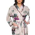 thumbnail image 4 of Moomaya Cotton Robe Women Long Printed Cotton Crossover Summer Bathrobes, 4 of 6
