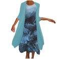 thumbnail image 1 of Pisexur Robes pour Femmes Ensemble Deux Pièces Robe Décontractée Robe Élégante en Chiffon 1 Pce Dress+1 Pce Cardigan Floral Ajusté Ample, 1 of 6