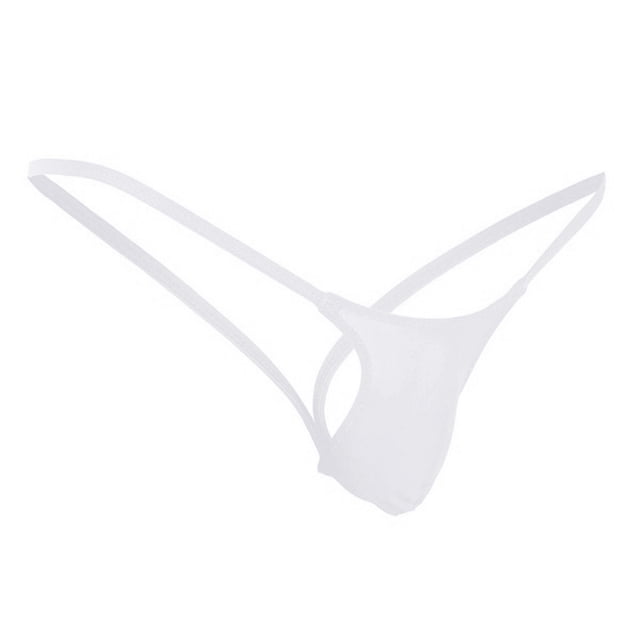 WZXFASHION Open Back Mens Underpants Low Waist Briefs G-string Thong Underwear Intimates White XL
