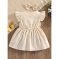 thumbnail image 3 of Honganda Girl Round Neck Dress, Children Solid Color Fly Sleeve Skirt Hairpin, 3 of 9