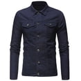thumbnail image 1 of Pisexur Jean Jacket Men's Lapel Slimfit Solid Color Pocket Button Long Sleeve Jacket Denim Jacket for Men Fall Jackets for Men, 1 of 4