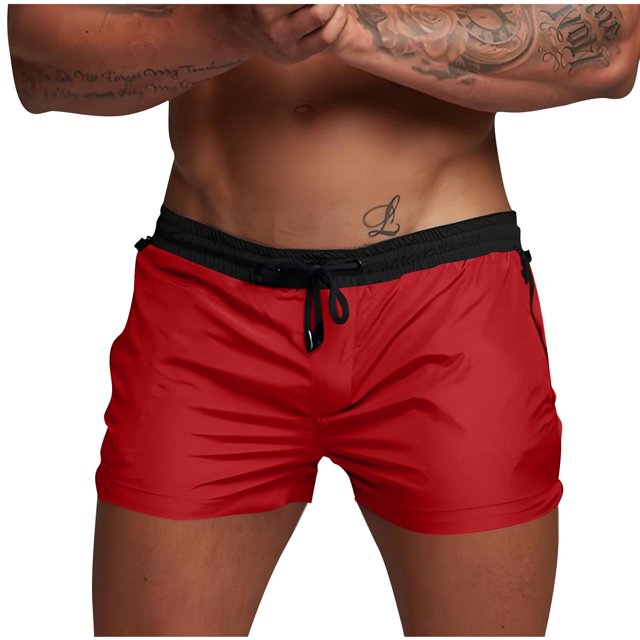 Shorts de Sport Solides pour Hommes, Shorts Classiques à Taille Patchwork, Shorts de Course à Séchage Rapide, Shorts Confortables à Taille Élastique, Shorts de Basketball Tendance pour l'Extérieur, Bas d'Entraînement Décontractés pour le Gym