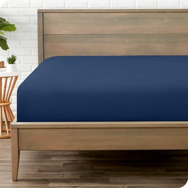 Bare Home Fitted Sheet - Premium 1800 Collection - Deep Pocket - Ultra-Soft Wrinkle Resistant - Twin, Dark Blue