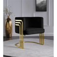 thumbnail image 2 of Meridian Furniture Fauteuil d'Appoint Rembourré en Velours Noir Rayons, 2 of 10