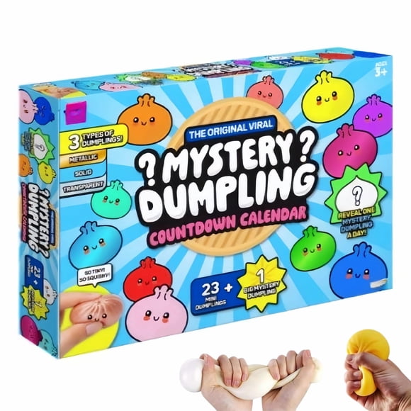 Dumpling Countdown Calendar, 24 PCS Dumpling Squish mystery Box, Stress Relief Sensory Fidget Toyfor Anxiety Relief Hand Relax, Birthday Gifts