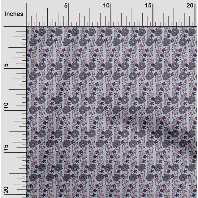 oneOone Cotton Poplin Fabric Leaves & Floral Block Printed Craft Fabric BTY 42 Inch Wide