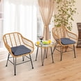 thumbnail image 3 of Costway Ensemble Bistro de Patio en Rotin 3 Pcs Chaise et Table Coussinées Gris, 3 of 10