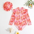 thumbnail image 2 of Girls Rash Guard Swimsuits Flounce Printed Long Sleeve Sun Protection Bathing Suit 12-18Months Girl Fashion, 2 of 7
