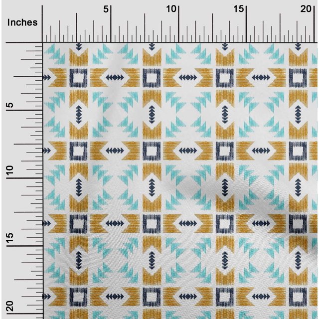 oneOone Cotton Poplin Fabric Geometric Ikat Print Fabric BTY 42 Inch Wide