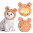 thumbnail image 4 of Cozy Bear Ears Pet Hat Headband Adjustable Knit Cap for Cats & Small Dogs, Costume Accessory, Stretchy Chin Strap, 4 of 9