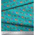 thumbnail image 3 of Soimoi Green Silk Fabric Stripe & Love Text Printed Fabric 1 Yard 44 Inch Wide, 3 of 5