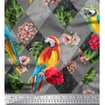 thumbnail image 1 of Soimoi Gray Silk Fabric Floral Tropical Bird Decor Fabric Printed BTY 44 Inch Wide, 1 of 3