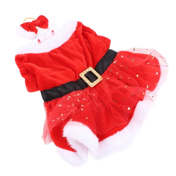 Pet Christmas Costume, Fun Cute Father Christmas Dog Cat Clothing With Bow Headdress For Theme Party Cosplay