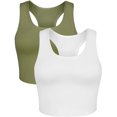 thumbnail image 1 of Charmo Crop Tank Tops for Women Built-in Shelf Bra Racerback Cotton Sports Crop Top 2 Pack, 1 of 6