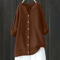 thumbnail image 2 of AherBiu Plus Size Tops for Women Cotton Linen Button down Shirts Causal Long Sleeve Fall Loose Fitting Blouses, 2 of 3