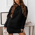 thumbnail image 3 of BADHUB Robe à Capuche à Cordon à Manches Longues Surdimensionnée pour Femmes, Robe Chandail à Capuche de Couleur Unie Ample Décontractée Tunique Chandail à Enfiler Robes Midi avec Poches Offres Prime Day Noir G, 3 of 8
