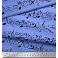 thumbnail image 3 of Soimoi Blue Cotton Duck Fabric Notes Musical Instrument Print Fabric by the Yard 56 Inch Wide, 3 of 5